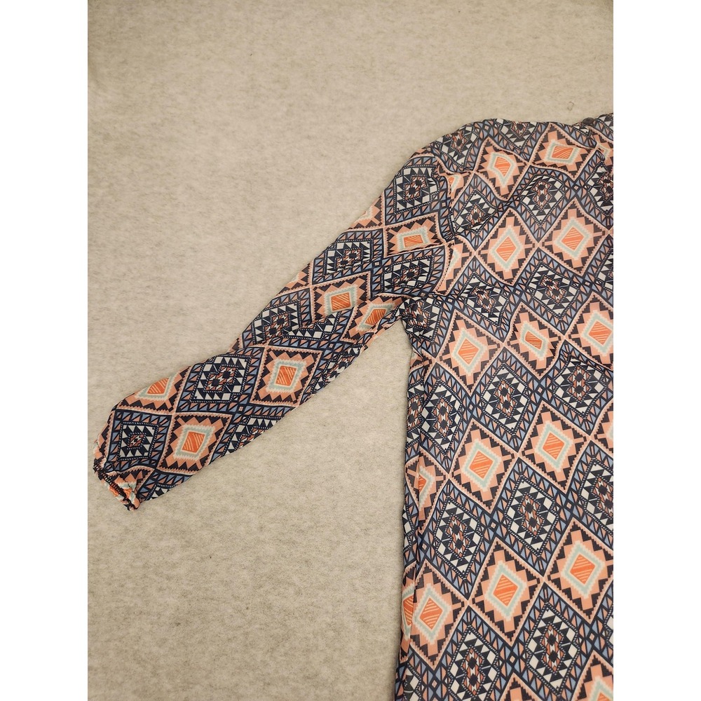 Marmellata Dress Girls 14 Blue Orange Geometric‎ Print Long Sleeve Lined A-Line - Picture 10 of 15